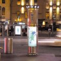 Interactive outdoor wayfinding and advertising kiosk.